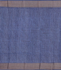 Steel Blue Printed Chanderi Cotton Saree With Zari Border-CC1509