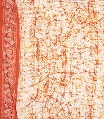Rust Woven Silk Saree With Printed Floral Motifs-PS0576