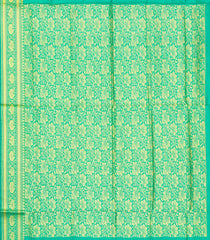 Aquamarine woven Plain Banarasi Silk Saree With Floral Motifs In Border