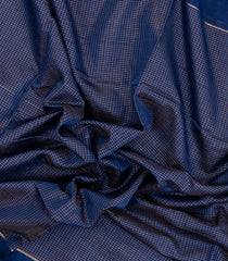 Dark Blue Handloom Silk Cotton Saree With Checks & Buttas-SC4240