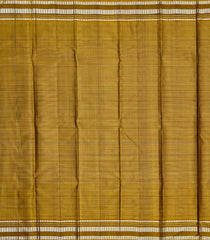 Dark Olive Handloom Kanchipuram Silk Saree With Multi Colour & Zari Stripes