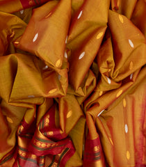 Mustard Handloom Gadwal Silk Cotton Saree With Buttas-GA0184