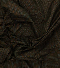 Bottle Green Handloom Kanchi Cotton Saree With Checks & Square Motifs-KC1668