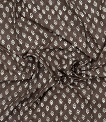 Dark Grey Printed Jaipur Cotton Saree With Floral Motifs-JC1858