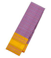 Lavender Handloom Korvai Kanchipuram Silk Saree With Multi Checks-KA13344