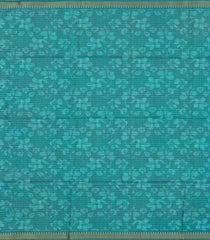 Cyan Printed Synthetic Tussar Saree With Stripes-BL5379