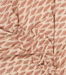 Cream Printed Jaipur Cotton Saree With Floral Motifs-JC1658