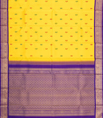 Yellow Handloom Korvai Kanchipuram Silk Saree With Silk Buttas-KA15908