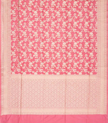 Peach Handloom Banarasi Silk Saree With Floral Motifs-BE1432