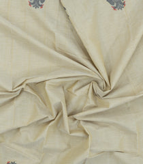 Off White Woven Chettinad Cotton Saree With Buttas-CN1870