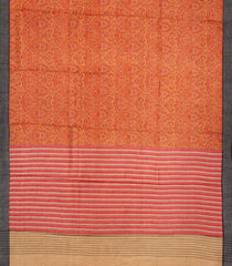 Orange Handloom Tussar Silk Saree With Pashmina Floral Motifs-Orange