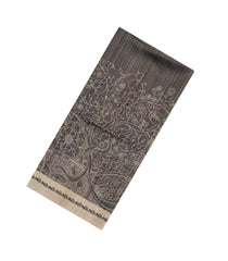 Dark Grey Printed Synthetic Tussar Saree With Contrast border-BL5355