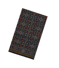 Black Handloom Pochampally Ikat Silk Saree With Tie & Dye Motifs -IK0430