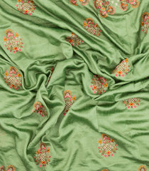 Cardamom Green Woven Synthetic Blended Saree With Embroidered Motifs-EN2087