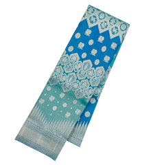 Cyan & Blue Handloom Kanchipuram Bridal Silk Saree With Annam Zari Motifs-KA16291