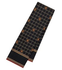 Black Handloom Kanchipuram Silk Saree With Zari Checks & Buttas-KA15271
