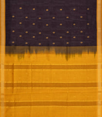 Black Handloom Silk Cotton Saree With Zari Buttas & Contrast Border-SC4604