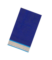 Blue Handloom Silk Cotton Saree With Contrast Border-SC4708