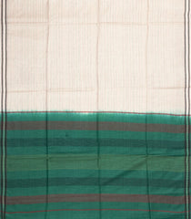 Cream Woven Tussar Silk Saree With Dotted Stripes-TU3485