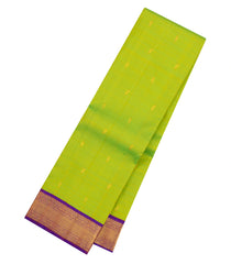 Neon Green Handloom Korvai Kanchipuram Silk Saree With Buttas-KA16428