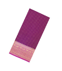 Magenta Handloom Banarasi Khaddi Georgette Silk Saree With Contrast Border-BE1792