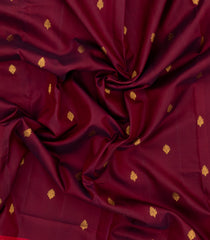 Maroon Handloom Kanchipuram 9 Yards Silk Saree With Floral Buttas-KA13739