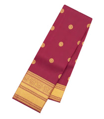 Maroon Handloom Kanchipuram Silk Saree With Zari Buttas-KA16910