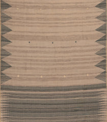 Beige Woven Art Chanderi Saree With Printed Stripes-BL4873