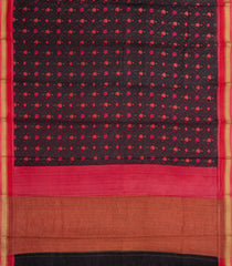 Black Woven Pure Silk Saree With Printed Floral Motifs-PS0656