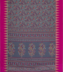 Dark Grey Printed Synthetics Dola Tissue Body With Temple Border -BL5229