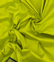 Neon Green Handloom Korvai Kanchipuram 9 Yards Silk Saree With Contrast Border-KA15392