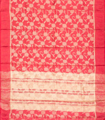 Dark Peach Woven Synthetic Tussar Silk Saree With Floral Vine Motifs-BL4193