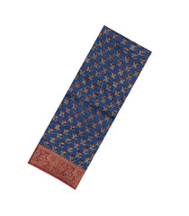 Blue Printed Chanderi Cotton Saree With Zari Border-CC1570