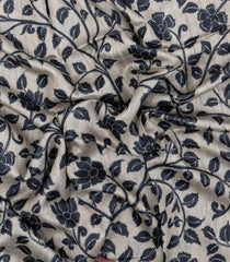 Off White Printed Tussar Silk Saree With Floral Motifs -TU3703