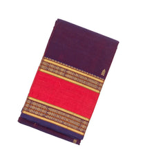 Magenta Handloom Kanchi Cotton Saree With Spear Buttas