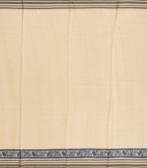 Beige Handloom Chanderi Cotton Saree With Black Printed Floral Motifs-CC1305