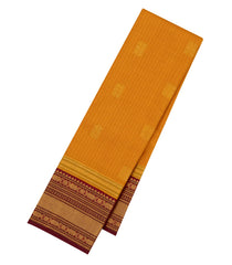 Mango Yellow Handloom Korvai Kanchipuram Silk Saree With Zari Checks & Buttas-KA13916
