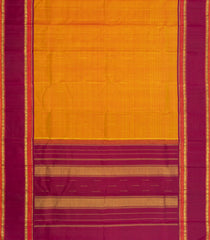 Mustard Handloom Korvai Kanchipuram Silk Saree With Buttas-KA16045