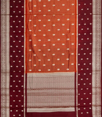 Rust Woven Banarasi Poona Silk Saree With Checks & Buttas-BP1015