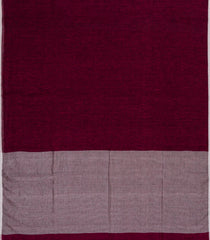Burgundy Woven Linen Saree With Contrast Selvage & Pallu-LI0704