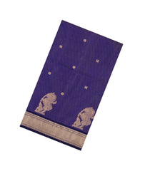 Purple Handloom Soft Silk Cotton Saree With Vairaoosi & Buttas-SC4440