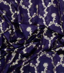 Violet Woven Dupion Silk Saree With Floral Jaal Motifs-DS0566