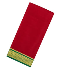 Crimson Woven Mysore Crepe 9 Yards Silk Saree With Contrast Border-MS3199