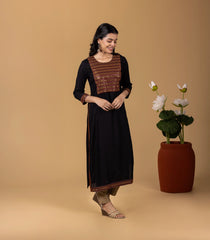 Black & Red Festive Embroidered Kurta-KR0858