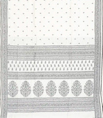 White Handloom Tussar Silk Saree With Printed Floral Motifs-TU2692