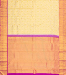 Cream Handloom Kanchipuram Silk Saree With Floral Vine Motifs-KA15845