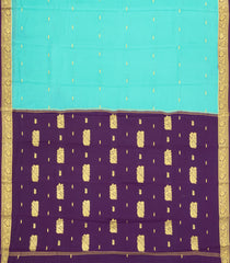 Turquoise Woven Mysore Silk Saree With Buttas & Contrast Border-MS3625