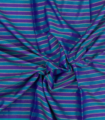 Cyan & Purple Handloom Soft Silk Cotton Saree With Stripes-SC4571