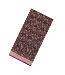 Maroon Printed Chanderi Cotton Saree With Checks & Floral Motifs-CC1611
