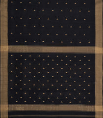Black Handloom Maheswari Silk Cotton Saree With Triangle Buttas-SC4964